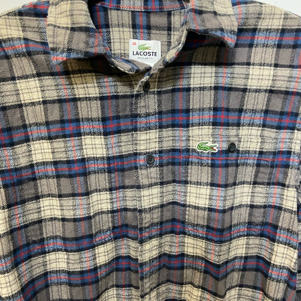 Lacoste Plaid Cozy Flannel, Long sleeve Shirt, Sz 38
